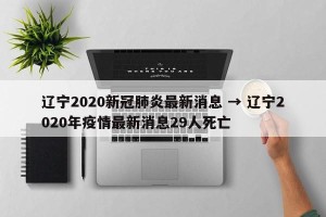 辽宁2020新冠肺炎最新消息 → 辽宁2020年疫情最新消息29人死亡
